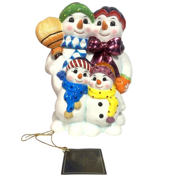 Christopher Radko Winter Portrait Cookie Jar Snowman Family & Box - Picture 1 of 15